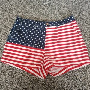 Chubbies Women’s American Flag Printed Shorts Size 6 USA Cotton 28x3 Preppy